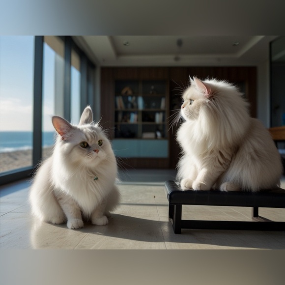 HANDCRAFTED digital art print Fluffy White Cats
By me NWT - Picture 1 of 9